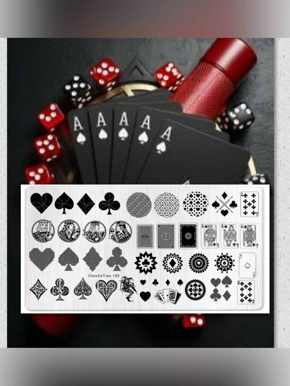 $5 Playing Card Stainless Steel W/Plastic Base Nail Stamping Plate $5 WHEN BUNDL